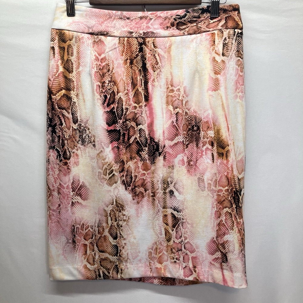 Calvin Klein Womens Pink Snakeskin Knee Length Pencil Skirt Size 8